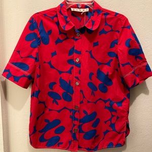 Marni Red and Blue Printed Shirt